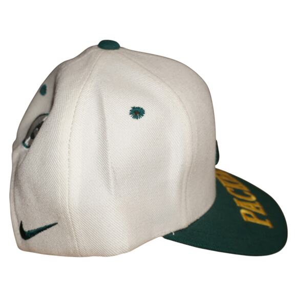 RARE Vtg 90s Nike Green Bay Packers Snapback Hat White Green Big Swoosh Logo - Picture 4 of 5